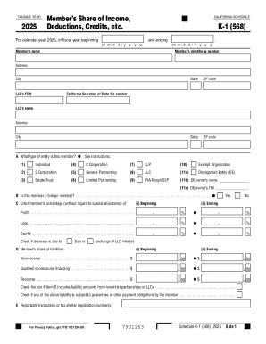 California Schedule K-1 (568) 2025