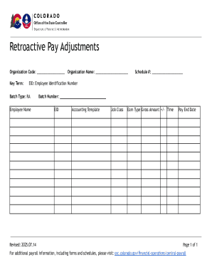Retroactive Pay Adjustment Form