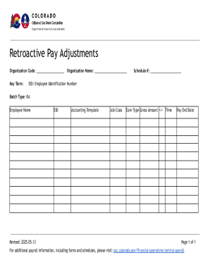 Retroactive Pay Adjustment Form
