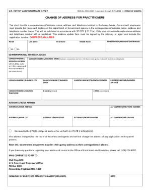 USPTO Change of Address for Practitioners