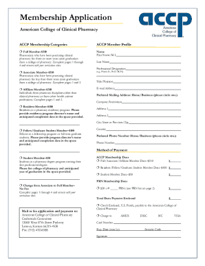 American College of Clinical Pharmacy Membership Application