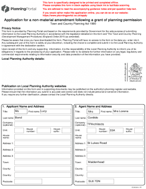 Application for Non-Material Amendment to Planning Permission