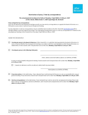 Alm Brand Proxy Vote Form
