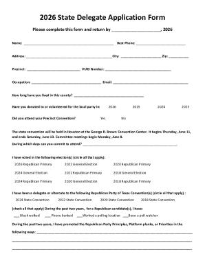 2026 Texas State Delegate Application Form