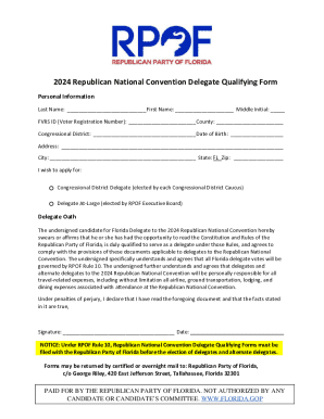 2024 Republican National Convention Delegate Form