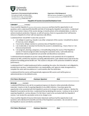 Hepatitis B Vaccine Consent/Declination Form