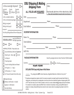 OSU Shipping Form