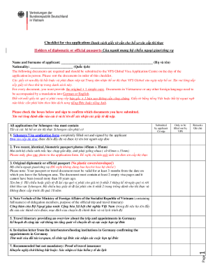 Vietnamese Diplomatic Visa Application Checklist