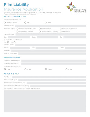 Film Liability Insurance Application