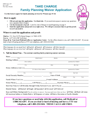 Louisiana Family Planning Waiver Application