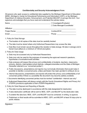 Confidentiality and Security Acknowledgment Form
