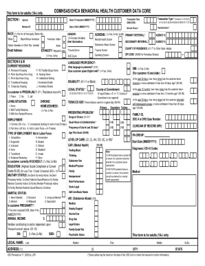 Behavioral Health Customer Data Core Form