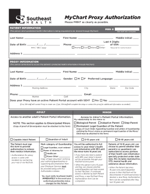 MyChart Proxy Authorization Form