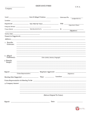 CWA Grievance Form