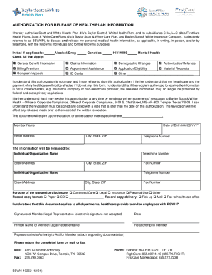 Authorization for Release of Health Plan Information