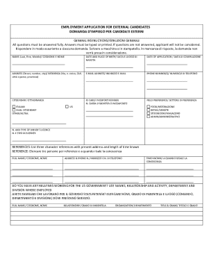 Employment Application for External Candidates