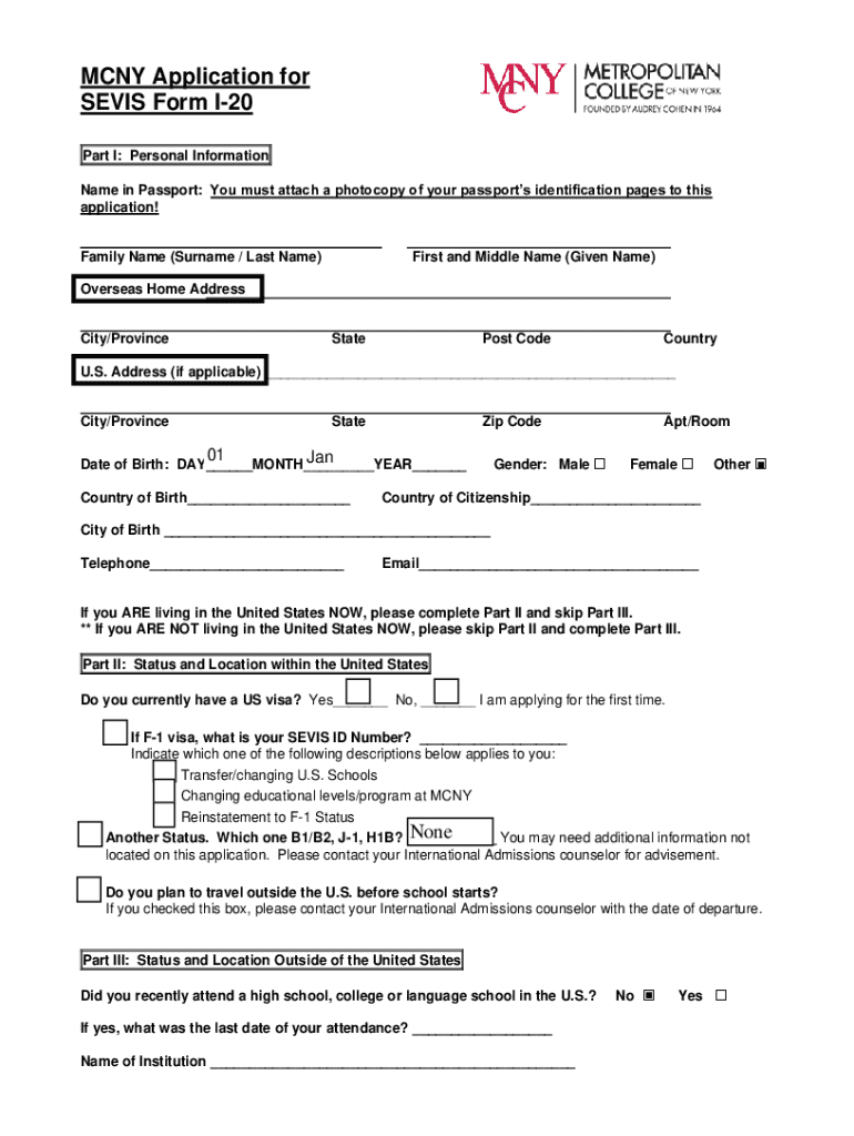 Sevis Form Download SEVIS Form I-20 Application - Blank Fillable Template | Fill Out, Print ...