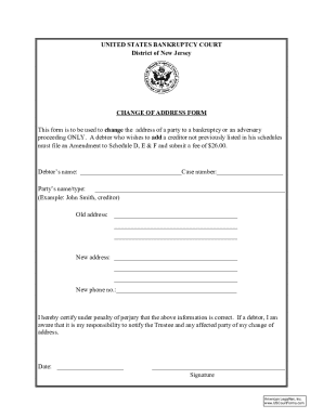 Bankruptcy Change of Address Form