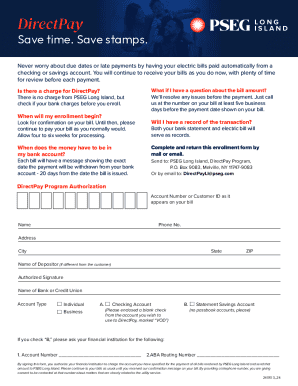 PSEG Long Island DirectPay Enrollment Form