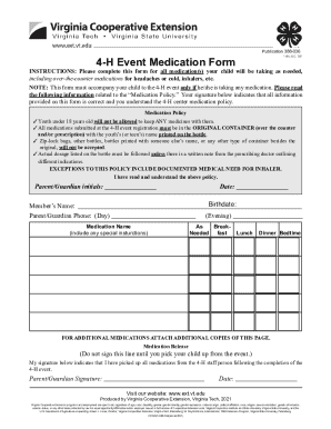 4-H Event Medication Form