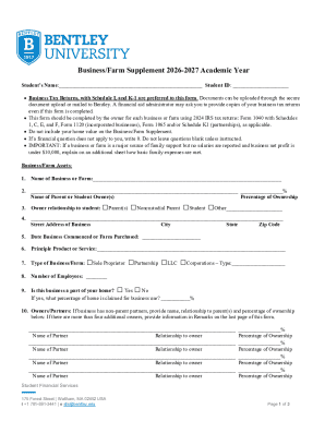 Business Farm Supplement 2026-2027