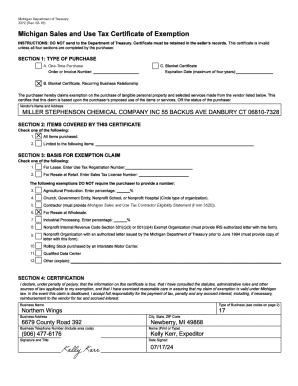 Michigan Sales and Use Tax Contractor Eligibility Statement