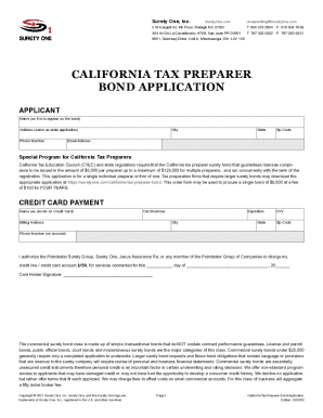 California Tax Preparer Bond Application