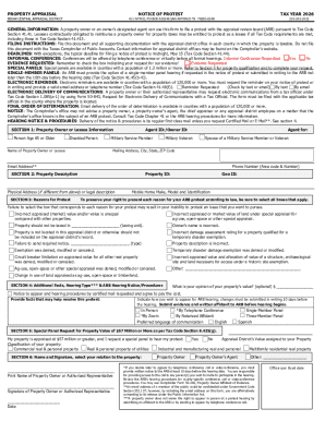 Texas Property Appraisal Protest Form - Blank Fillable Template | Fill ...