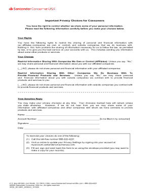Santander Consumer Privacy Choice Form
