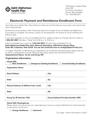 Electronic Payment and Remittance Enrollment Form