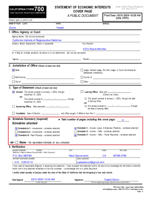 California Form 700 Statement of Economic Interests
