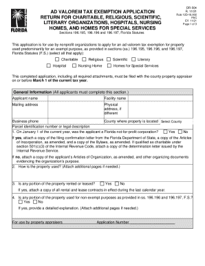 Florida Ad Valorem Tax Exemption Application