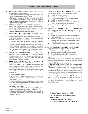 Colorado Property Tax Exemption Application for Disabled Veterans