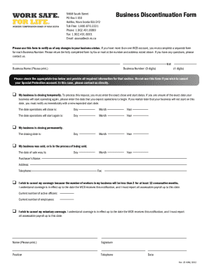 Business Discontinuation Form