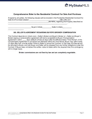 Comprehensive Rider to Residential Contract for Sale and Purchase