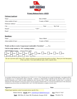 USCIS Privacy Release Form