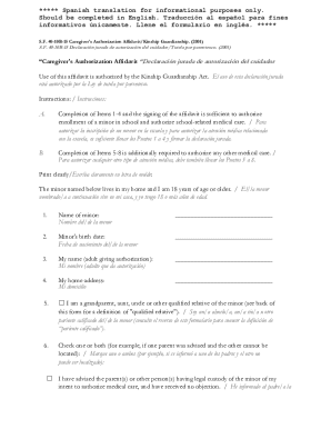 Caregiver's Authorization Affidavit