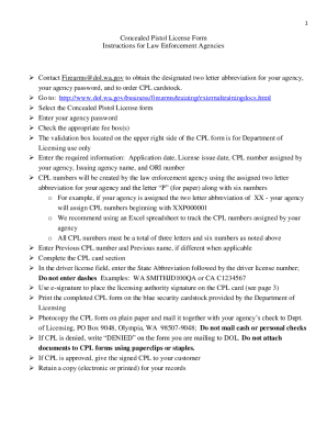 Washington Concealed Pistol License Form