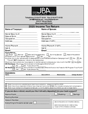2025 Income Tax Return Form