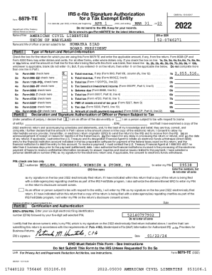 IRS Form 8879-TE for Tax Exempt Entity