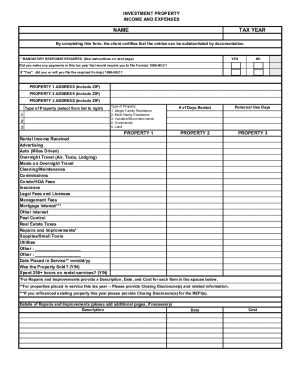 Investment Property Income and Expenses Form