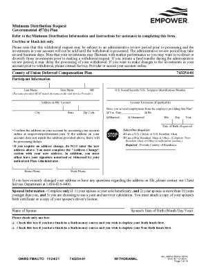 Minimum Distribution Request Form