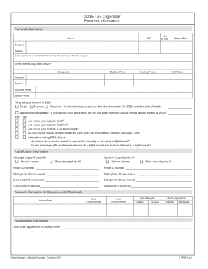 2025 US Federal Tax Organizer