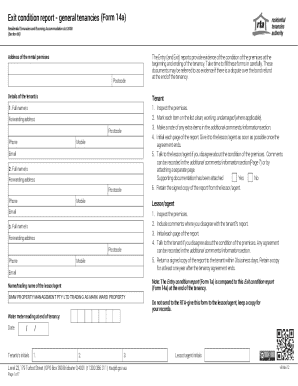 Exit Condition Report Form 14a