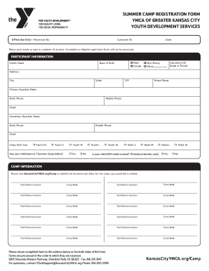 YMCA Summer Camp Registration Form