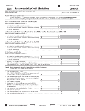 California Form 3801-CR 2025 Passive Activity Credit Limitations