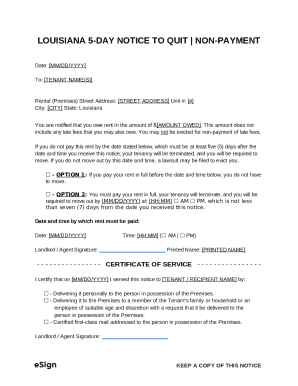 Louisiana 5-Day Notice to Quit for Non-Payment
