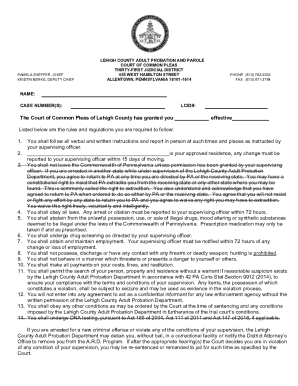 Lehigh County Adult Probation Agreement