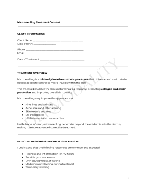 Microneedling Treatment Consent Form