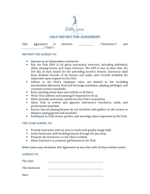 Golf Instructor Agreement